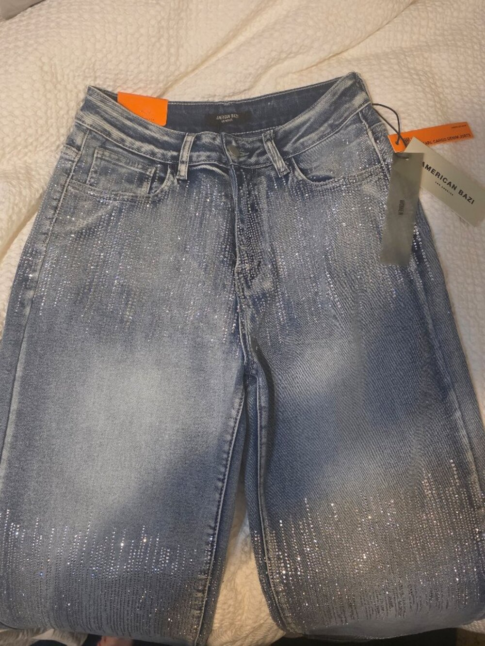 NWT American Bazi Rhinestone Crystal Jeans Size Small